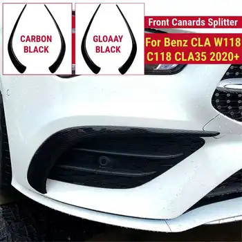 

Pair ABS Front Canards Splitter For Mercedes Benz CLA W118 C118 CLA35 2020+ Decorative Covers Trim Strip Gloss Black carbon look