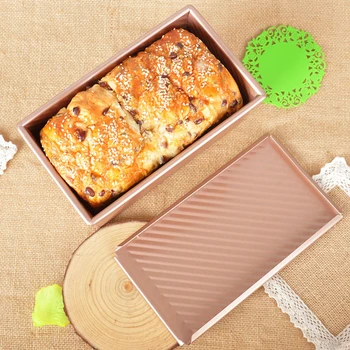 

Pullman Loaf Pan with Lid Non-Stick Bakeware Bread Toast Mold Aluminum Alloy Corrugated