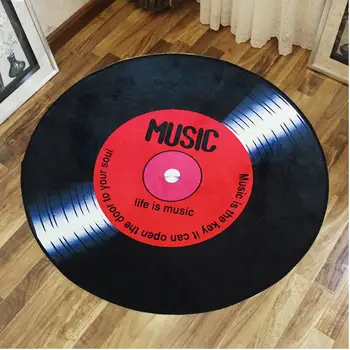 

Music Vinyl Record Printed Round Carpet Soft Carpets For Living Room Anti-slip Rug Chair Floor Mat For Home Decor Kids Room