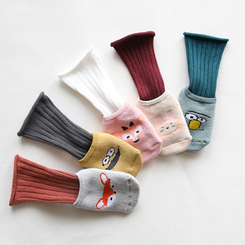 New Autumn Winter Terry Thicken Toddlers Baby Floor Socks 2pcs Non-slip Cartoon Infants Climb Walk Socks