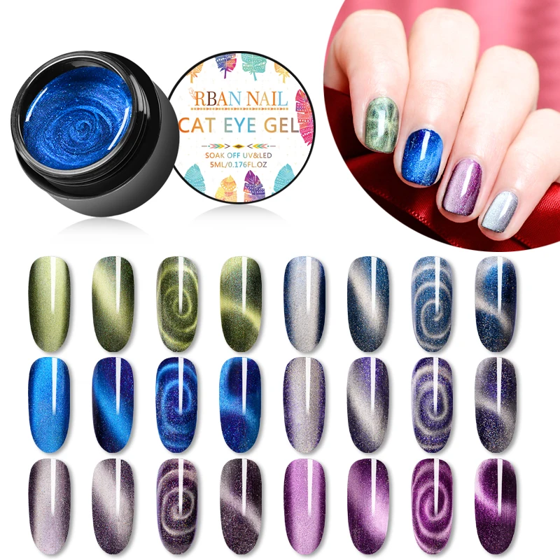 

RBAN NAIL 5D Cat Eye Magnet Nail Gel Polish Magnetic UV Gel Varnish Chameleon Soak Off UV Gel Lacquer Enamel Manicure Nail Art