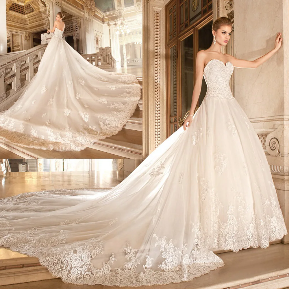 Vestido De Noiva Renda Vintage Lace Strapless bridal gown Removable Skirt Ball Gowns Chapel Train mother of the bride dresses