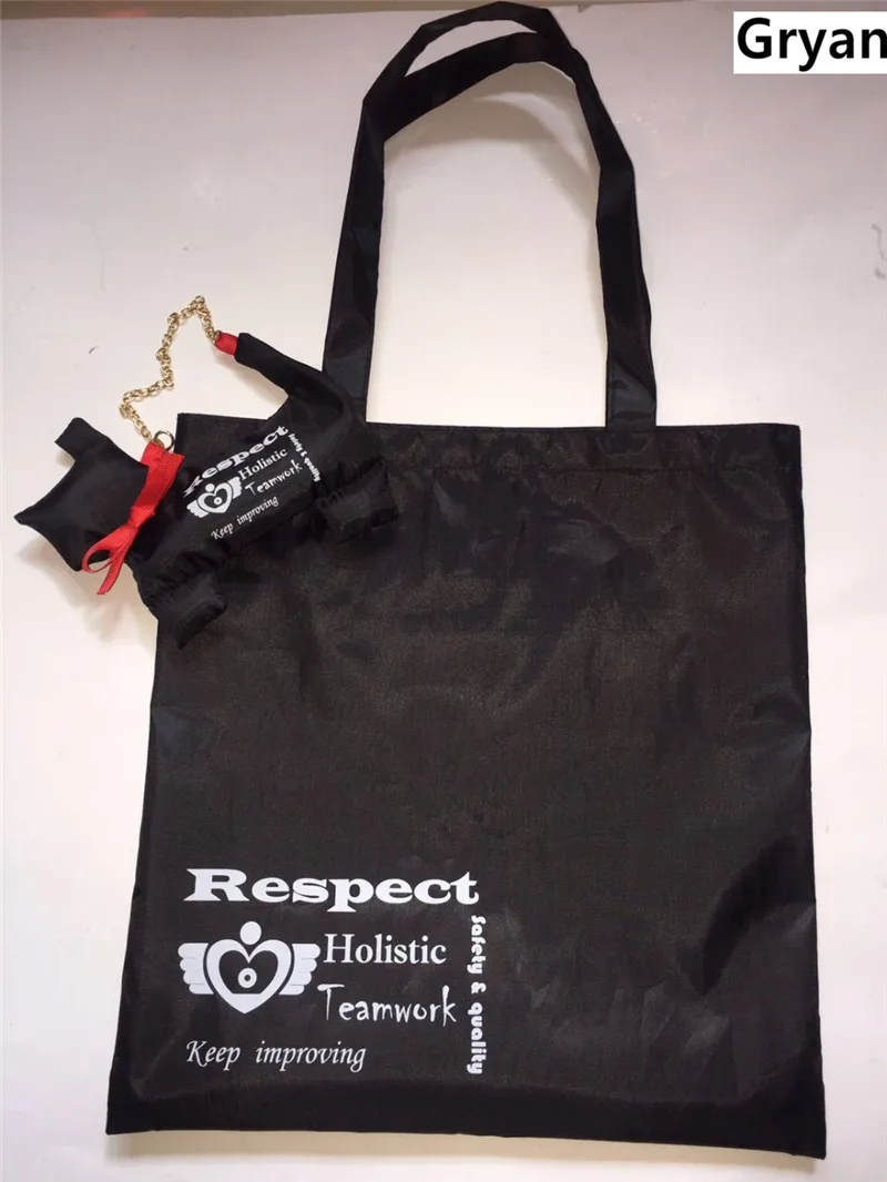 

Black No Logo Folding Reusable Portable Shoulder Polyester for Travel Grocery Bags Package Crossbody Bags Purses shopping bag