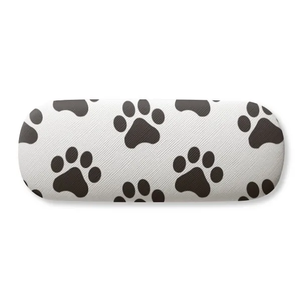 

Cat Animal Cute Paw Print Silhouette Footprint Glasses Case Eyeglasses Clam Shell Holder Storage Box