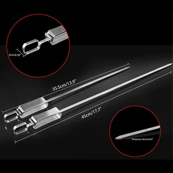 

6/8/10pcs Stainless Steel Skewers Flat Meat BBQ Skewer With Food Remover Disc BBQ Grill Accessories Barbecue Roasting Stick 45cm
