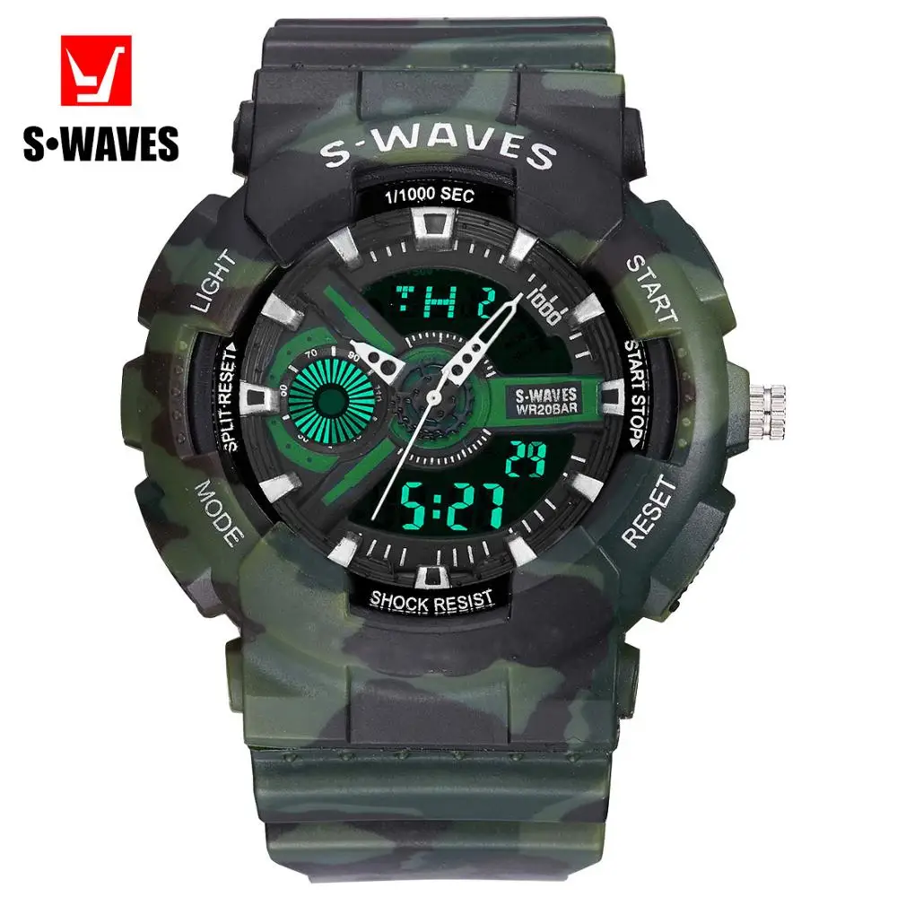 SWAVES Модные мужские спортивные часы брендовые Роскошные наручные светящиеся
