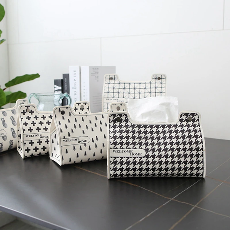 Leather Tissue Box Car Toilet Pumping box Home Living Decoration Table Napkin Holders Papers Dispenser Kitchen Desktop Organizer 2