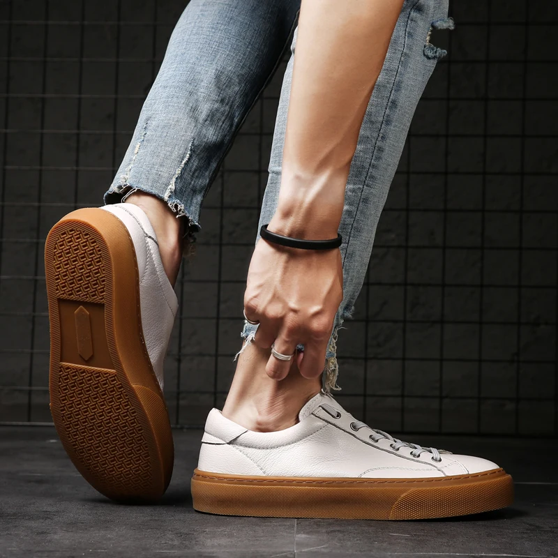 Fashion Genuine Leather Summer Shoes Men White Flats Loafers Breathable Casual Homme Real Leather Men Moccasins Shoes Big Size