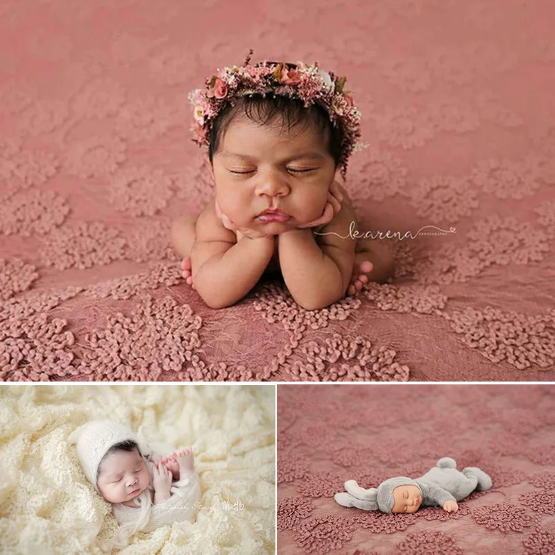 Günstig Neugeborenen Fotografie Requisiten Decken 145*150cm Dreidimensionale Blume Spitze Hintergrund Tuch Baby Zubehör Neugeborenen Flokati