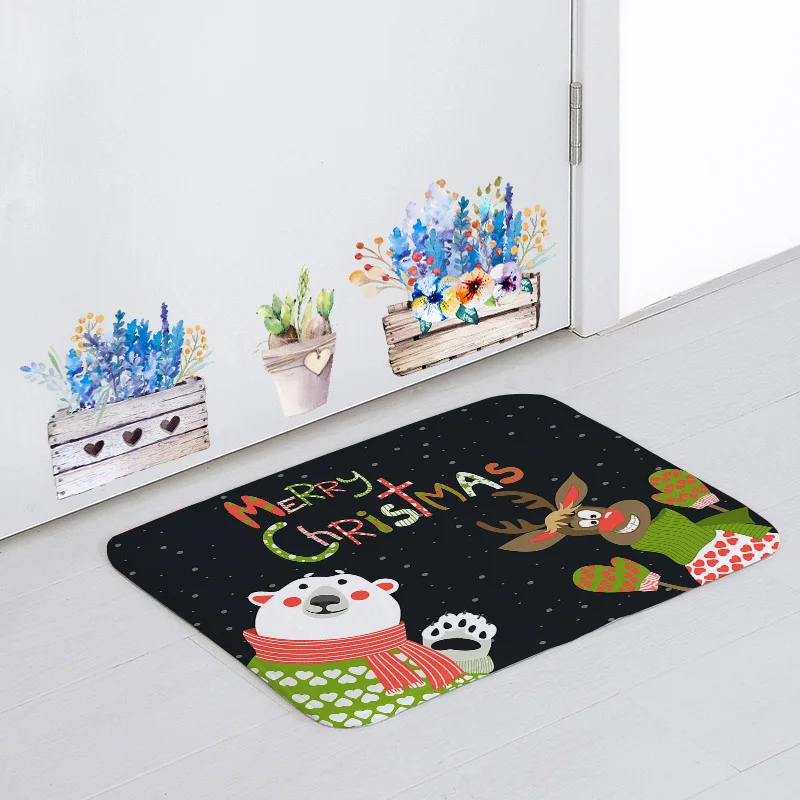 Счастливый мини дверной коврик полярный медведь Лось Greetingwinter Рождество ванная комната Matstar воздушный шар серый лес эльф снеговик украшения ковер - Цвет: 1