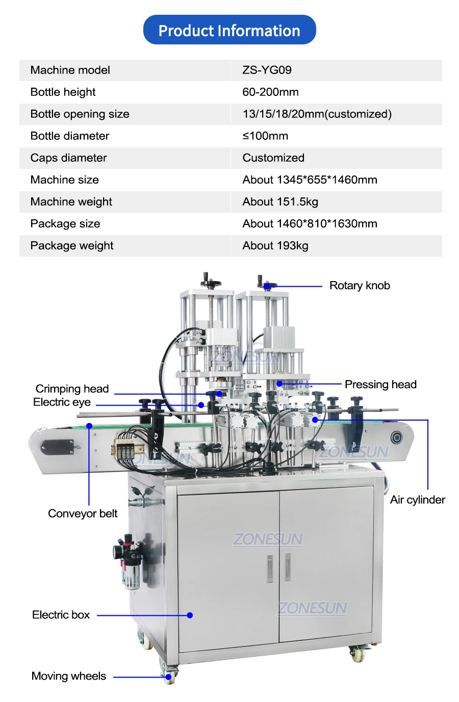 ZONESUN ZS-YG09 Automatic Perfume Bottle Capping Machine