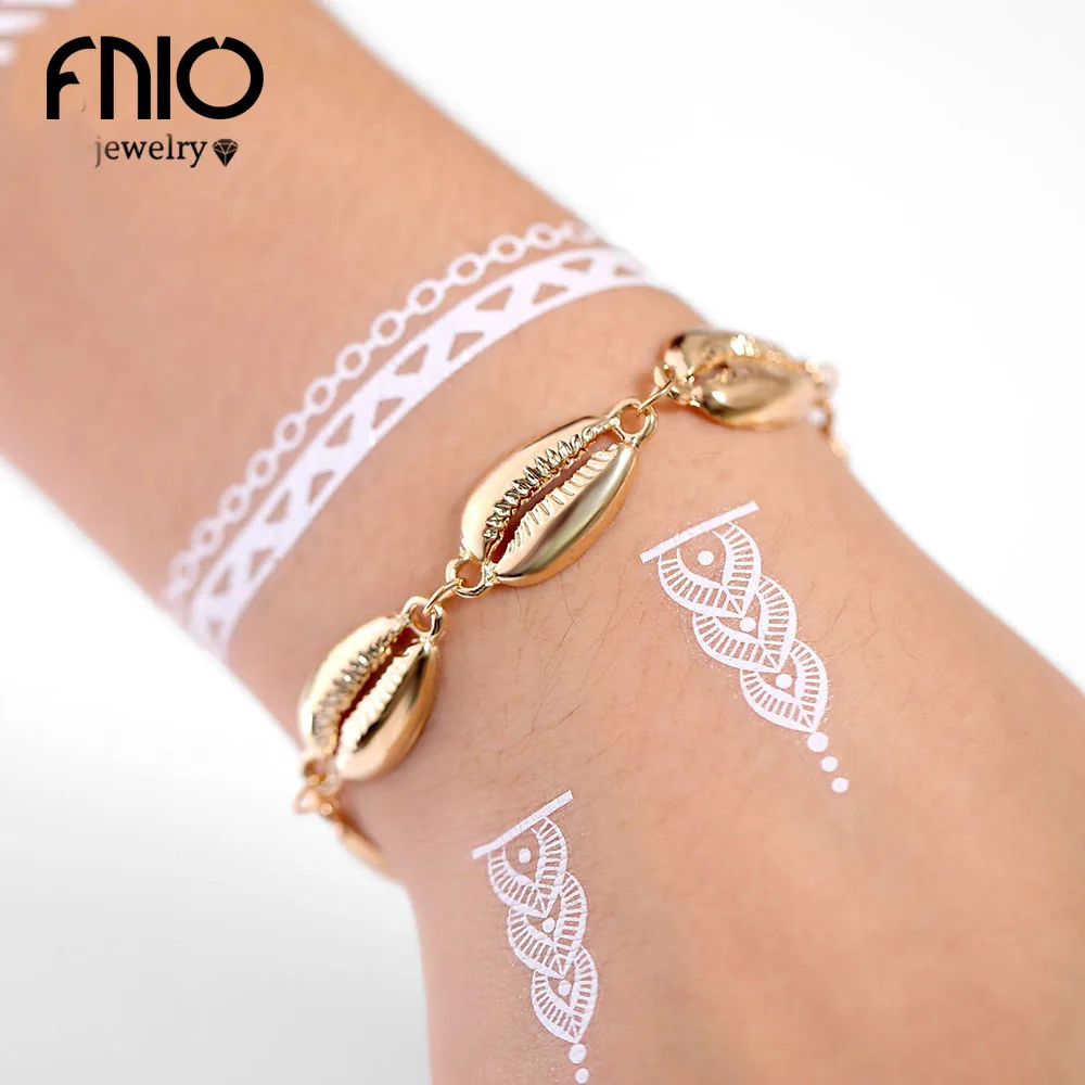 

FNIO bohemian shell bracelete ladies bracelet simple ethnic style alloy shell bracelet party gift