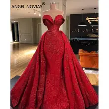 ANGEL NOVIAS длинное красное Abendkleider арабское элегантное вечернее платье Vestido Sirena Largo со съемной юбкой
