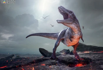 

Laeacco Dinosaur Magma Doomsday Photography Backgrounds Customized Seamless Photographic Backdrops For Photo Studio