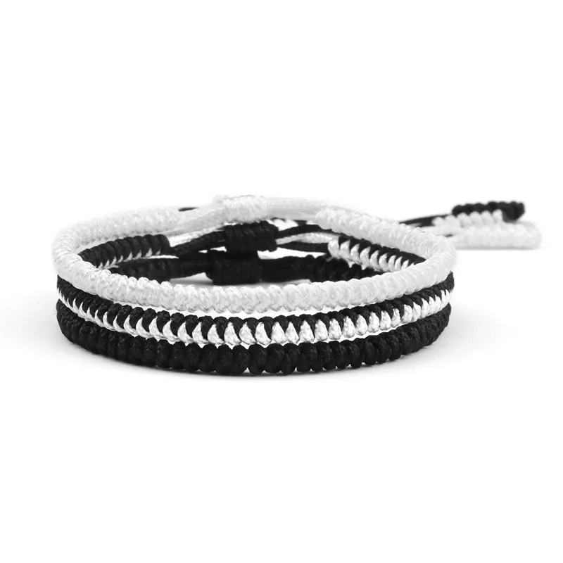 Black Red White Woven Thread Rope Lucky Bracelet Women Men Charms Bracelets Jewelry For Lovers' Best Gift Friendship Bangles black metal bangles Bracelets & Bangles