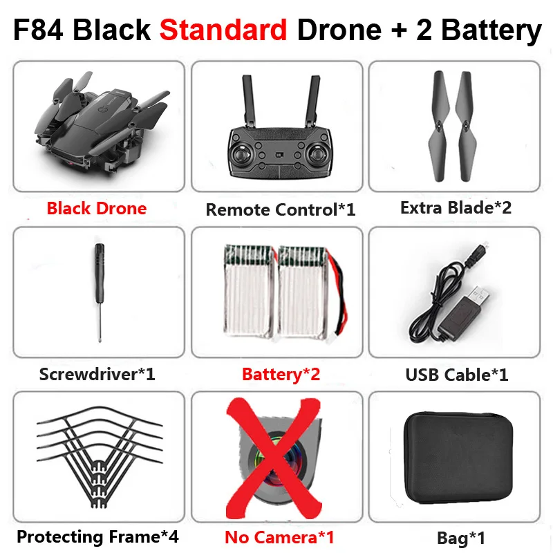 F84 Радиоуправляемый Дрон с камерой 4K HD Follow Me высота холдинг широкий угол Wi-Fi FPV складной Профессиональный вертолет Квадрокоптер игрушки - Цвет: Black No Camera 2B