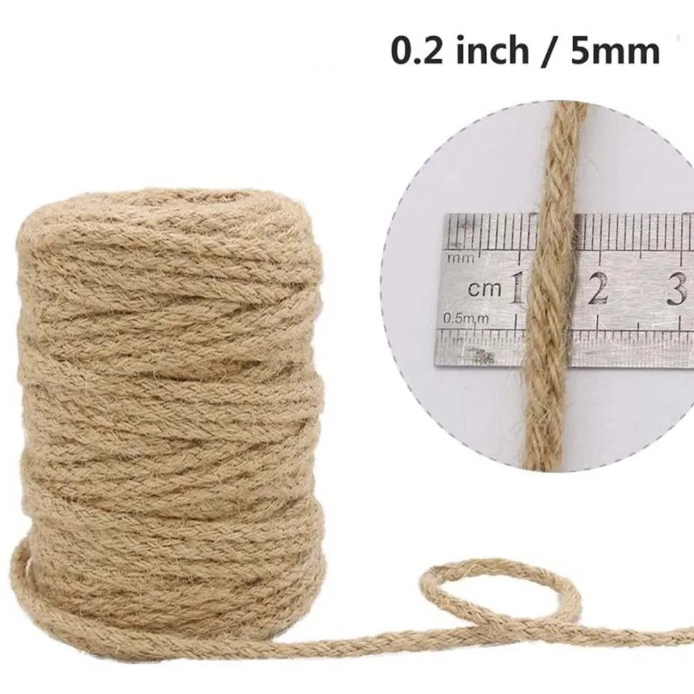 1-14mm Natural Jute Twine Vintage Jute Rope Cord String Twine Burlap For  DIY Crafts Gift Wrapping Gardening Wedding Decor