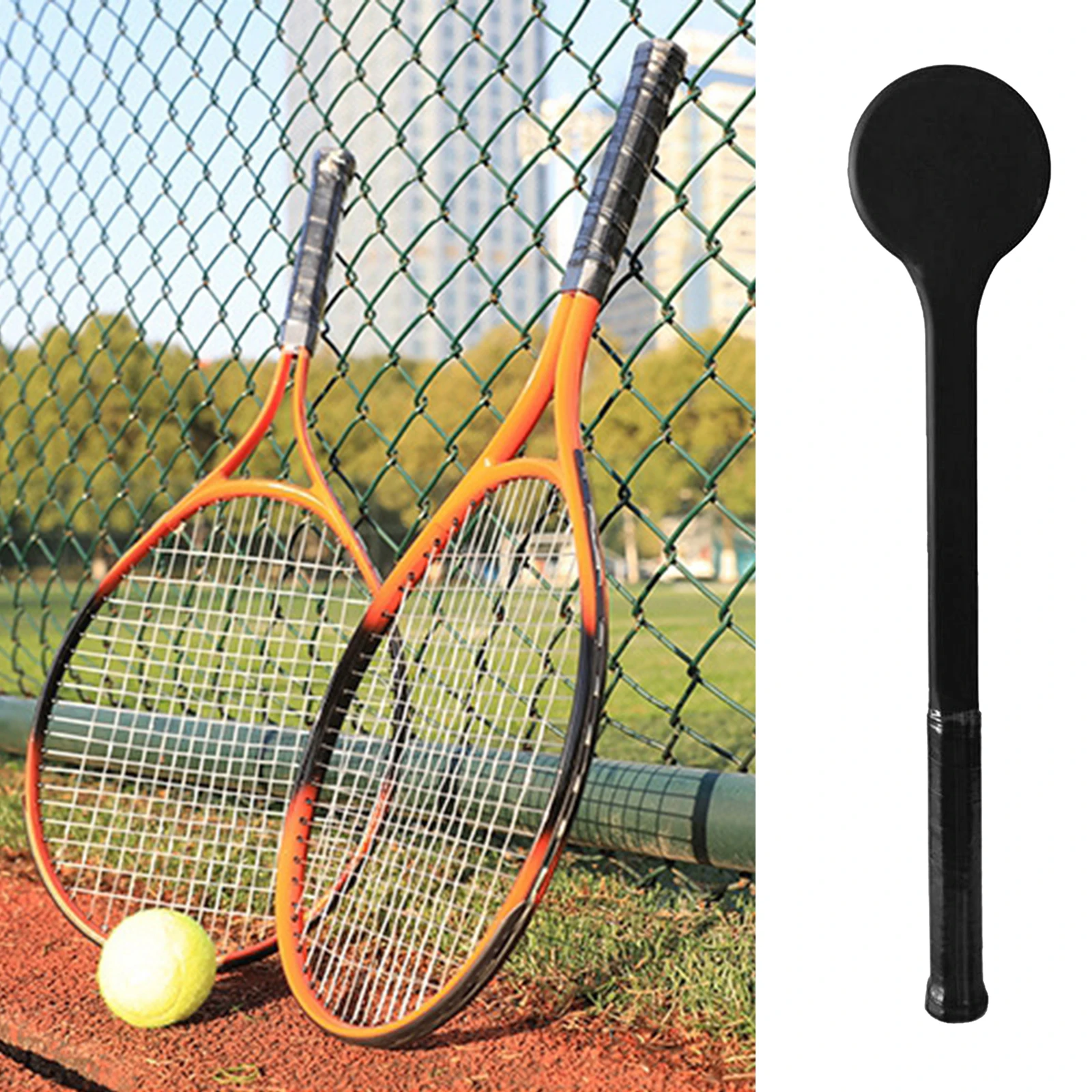 Powerti Tennis Racket Sweet Spot Carbon Fiber Tennis Practice Training Pointer Spoon Wooden Racket Single Accessories