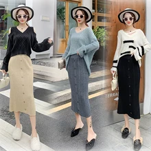 Fv2256 Новинка осень зима женская модная повседневная сексуальная юбка kawaii размера плюс Корейская юбка юбки длинные для женщин