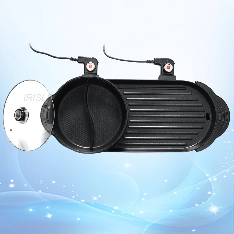 

Smokeless Hot Pot And BBQ Grill Indoor Electric Barbecue Grills Korea Nonstick Electric Grill With Hot Pot