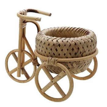 

Bamboo Woven Hand-Woven Straw Fruit Basket Wicker Rattan Food Bread Storage Box Kitchen Decoration Bicycle Finishing Storage Box