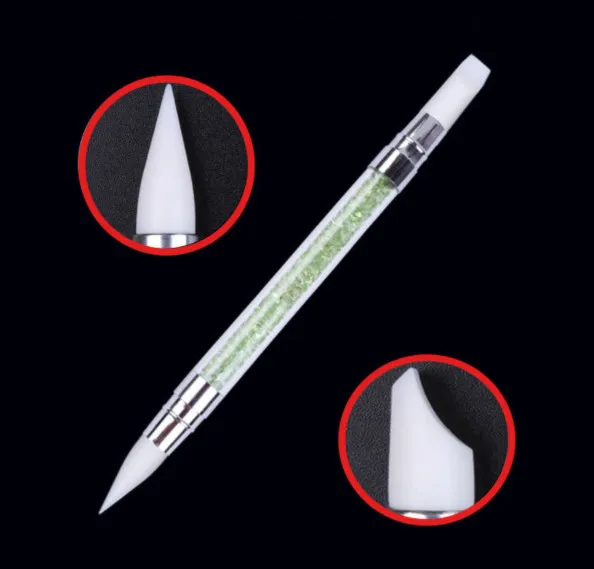 Полностью Красивая двухконцевая силиконовая скульптурная ручка для дизайна ногтей с 2 способами 3D резьба DIY блестящая пудра жидкая маникюрная расческа - Цвет: C