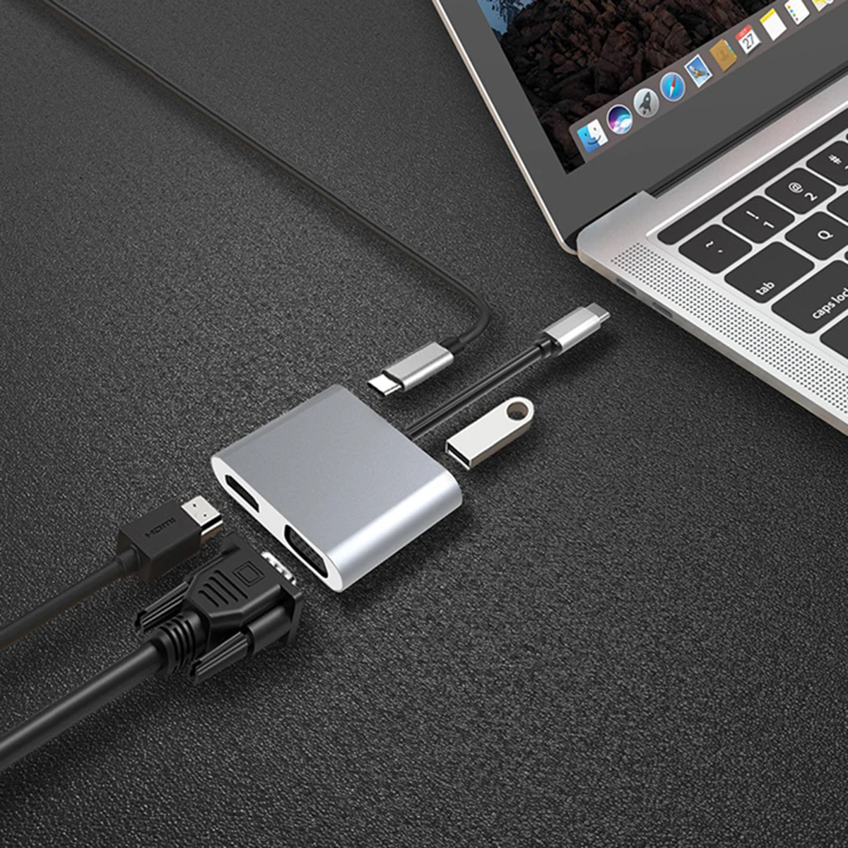 SOONHUA usb-хаб USB C type-C к HDMI 4K VGA USB3.0 аудио-видео адаптер Поддержка PD зарядка 4в1 usb-хаб s