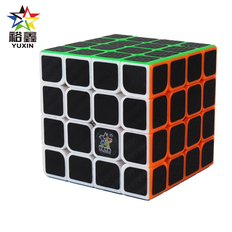 

YUXIN Professtional Carbon Fiber Sticker 4x4x4 Magic Cube Speed Puzzle 4x4 Cube Educational Magico Cubo Toys Gifts 60mm
