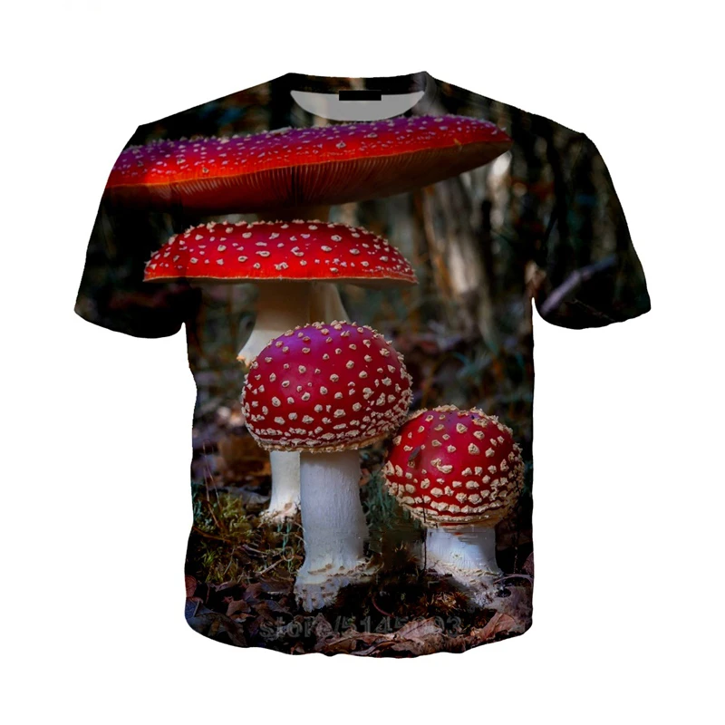 

3D Mushroom T Shirt Men Women Fashion Streetwear Summer Plant 3D Print Tshirt Hip Hop Short Sleeve Tops Unisex Mushroom T shirt