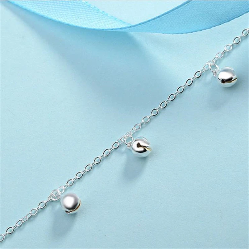 7 Bells Lady Chain Ankles Barefoot Sandal Beach Foot Jewelry 925 Sterling Silver Anklets Bracelets for Women Accessories