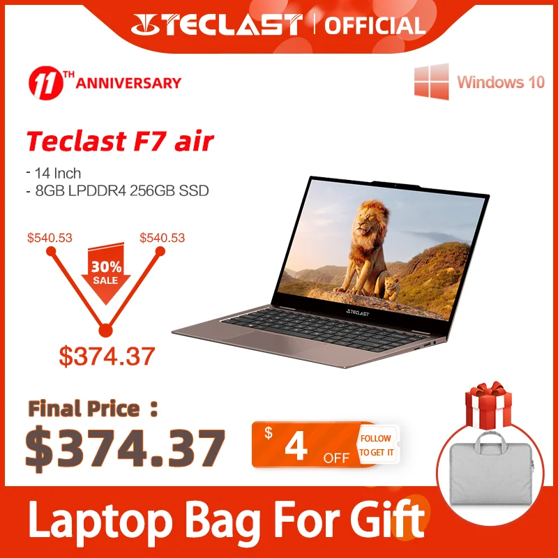 Teclast F7 Air Intel N4120 ноутбук 14 дюймов Тетрадь Windows 10 8 Гб LPDDR4 256 ГБ SSD 1920x1080 4 ядра 1 ГГц |