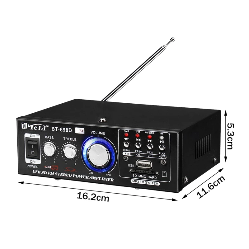Usb Sd Hi Fi Автомобильный цифровой усилитель с Bluetooth аудио мощность Стерео усилители дома fm радиосабвуфер оборудование с пультом дистанционного управления