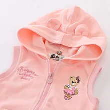 Новинка года; стильная осенняя одежда; жилет с капюшоном для девочек; кардиган на молнии в Корейском стиле с изображением медведя для больших мальчиков; жилет