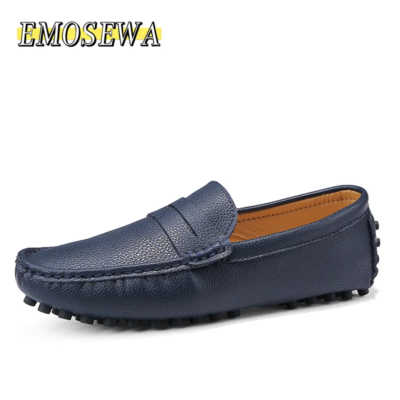 Leather Man Designer Slip On Driving Shoes Men Luxury Soft Loafers Large Size 38~47