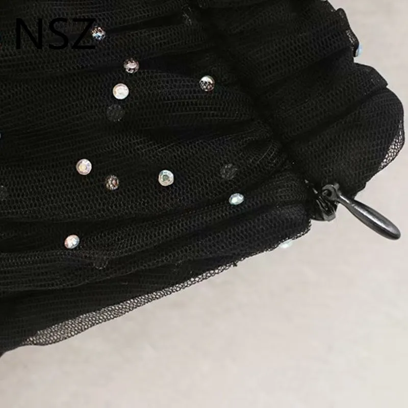 NSZ женский черный укороченный топ с пайетками, полурукав, прозрачная блузка, прозрачная рубашка, прозрачный топ, рубашка mujer blusas
