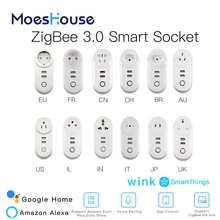 ZigBee 3.0 Smart Socket Plug with 2 USB Interface Remote Voice Control Work with SmartThings Wink Echo Plus and Most Zigbee Hub