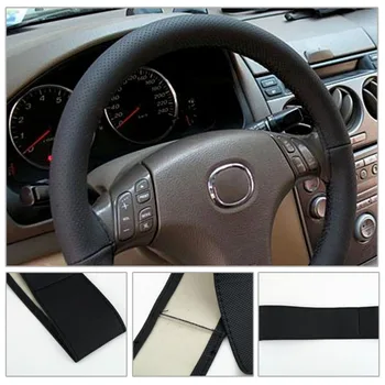

38CM DIY Steering Wheel Covers soft Leather braid on the steering-wheel of Car With Needle and Thread Interior accessories