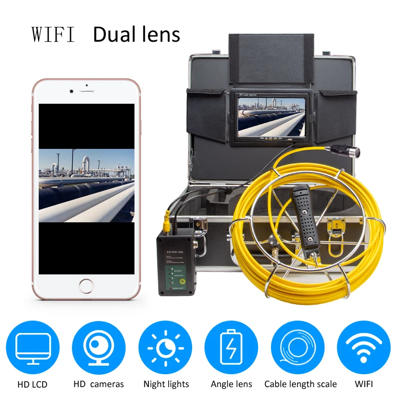 

Eyoyo P70E 50M Pipe Pipeline Sewer Inspection DVR Camera Industrial Endoscope Waterproof IP68 Snake Video System cam