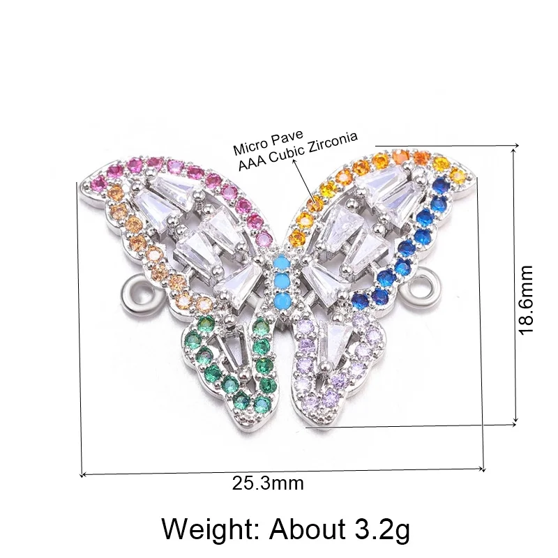 White Gold Juya DIY роскошные фианиты ювелирные изделия фурнитура ручной работы Сердце Луна Корона Бабочка Шарм звенья для браслета серьги изготовление - Цвет: White Gold