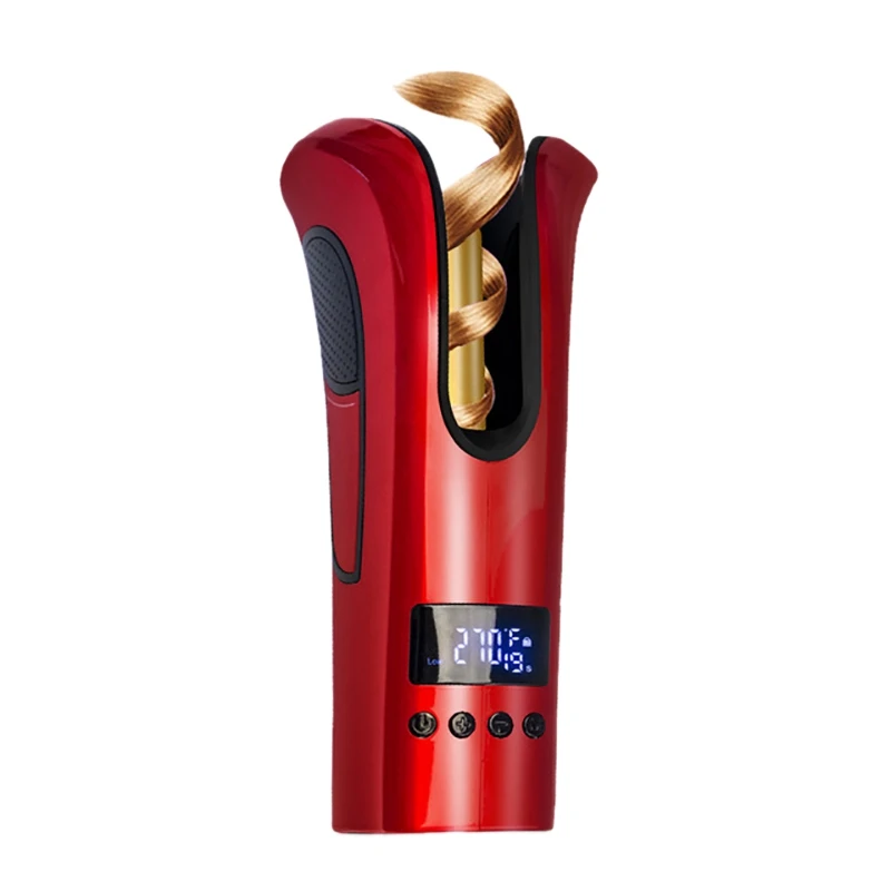 

Automatic Curling Iron Tourmaline Ceramic Heater and LED Digital Mini Portable Curler Air Curling Wand(Red) EU Plug