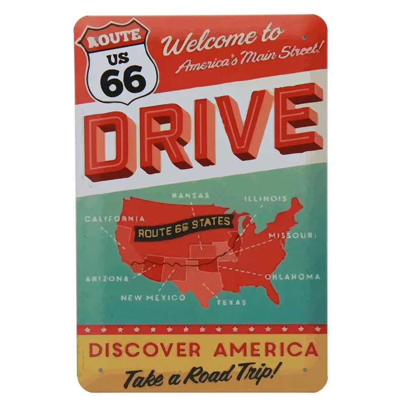 США винтажные металлические жестяные знаки Route 66 наклейки Клубная настенная вывеска для декора автомобиля номерной знак табличка плакат Tintin 8x12 дюймов H18 - Цвет: D