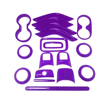 

(Purple 18Pcs) Car Decoration Steering Wheel & Center Console Air Outlet Trim for Jeep Wrangler JK JKU 2011-18