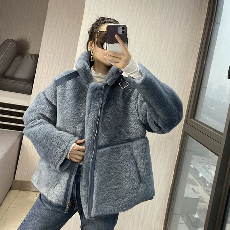 TWOTWINSTYLE лоскутное кашемировое пальто из искусственной кожи Женская водолазка с длинным рукавом хит цвет осенние куртки женская одежда