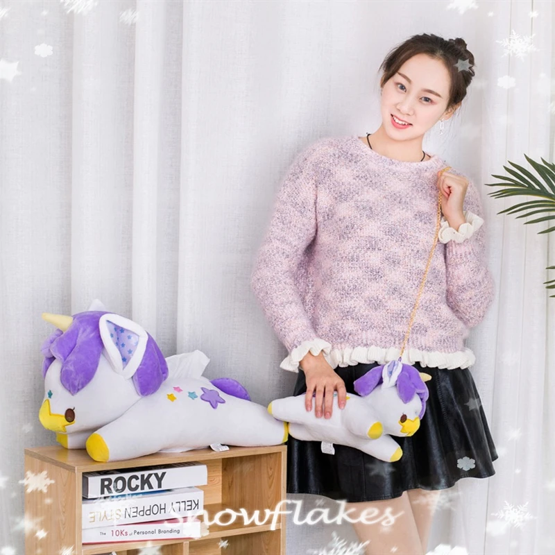 Мультяшный Единорог плюшевая подушка Kawaii подвеска «Единорог» ключ рюкзак с цепочкой Декор японская мода Единорог Слинг Сумка домашняя бумажная полотенце