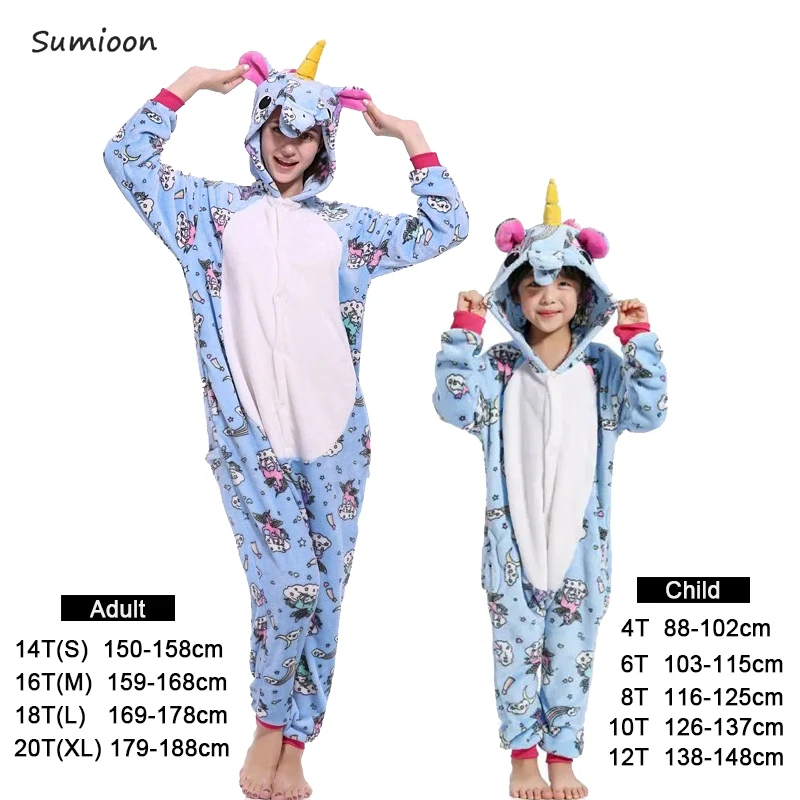Blue sky horse 1 Kigurumi/пижамы для взрослых с изображением животных единорога; женские и мужские зимние фланелевые пижамы унисекс для мальчиков и девочек с изображением панды; пижамы с единорогом - Цвет: Blue sky horse 1