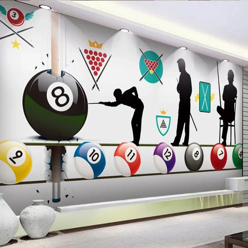Custom Any Size Mural Wallpaper 3D Creative Billiard Club Bar Internet Cafe Tooling Background Wall Decor Papel De Parede Sala |