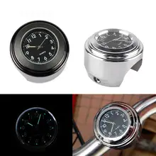 Universal 7/8 "à prova dwaterproof água chrome motocicleta guiador montar relógio de quartzo relógio de alumínio luminoso moto preto accessori