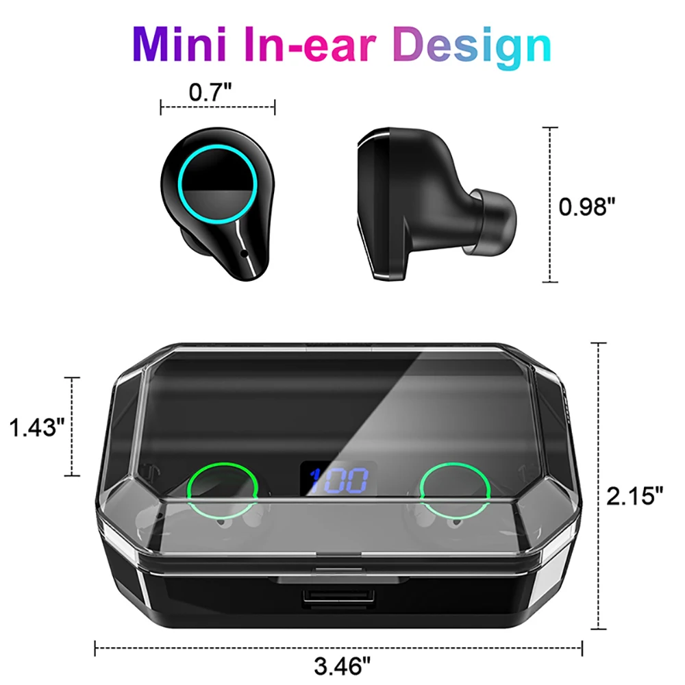 Vtin XV368, беспроводные наушники, Bluetooth 5,0, TWS, наушники с 7000 мА/ч, чехол для зарядки, 8 H, режим воспроизведения, внешний аккумулятор, функция для телефона