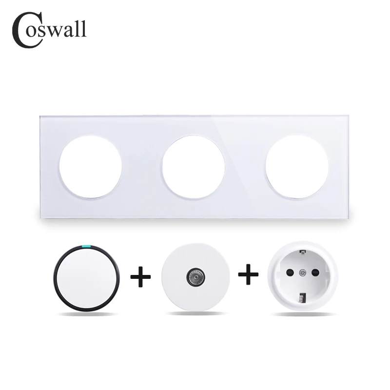 COSWALL-Interruptor de pared R11, conmutador con panel de vidrio
