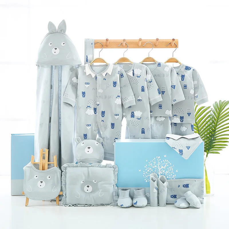 Небесно-голубой newborn clothes set newborn baby girl clothes baby boy clothes vetement bebe fille vetement bebe garcon 19 pieces baby set sale - Цвет: Небесно-голубой